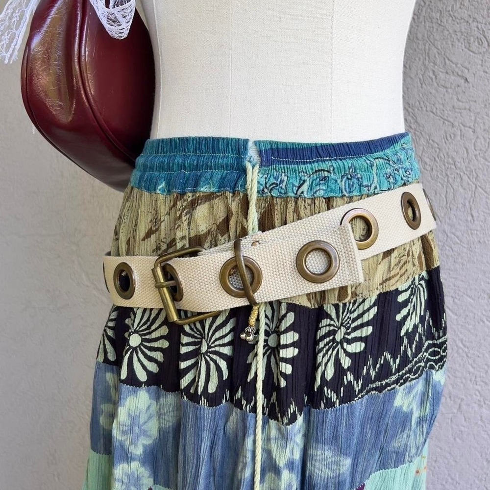 Beige Grommet Fabric Belt Size‎ 3 Boho Preppy Accessory